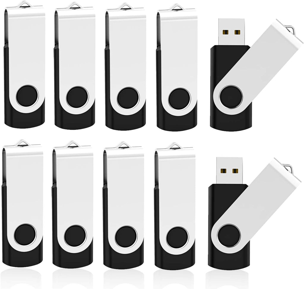 KOOTION 10 X 16 GB USB Flash Drive USB 2.0 Thumb Drive Memory Pen Stick Jump Drive Keychain Design Zip Drives Bulk (Black)