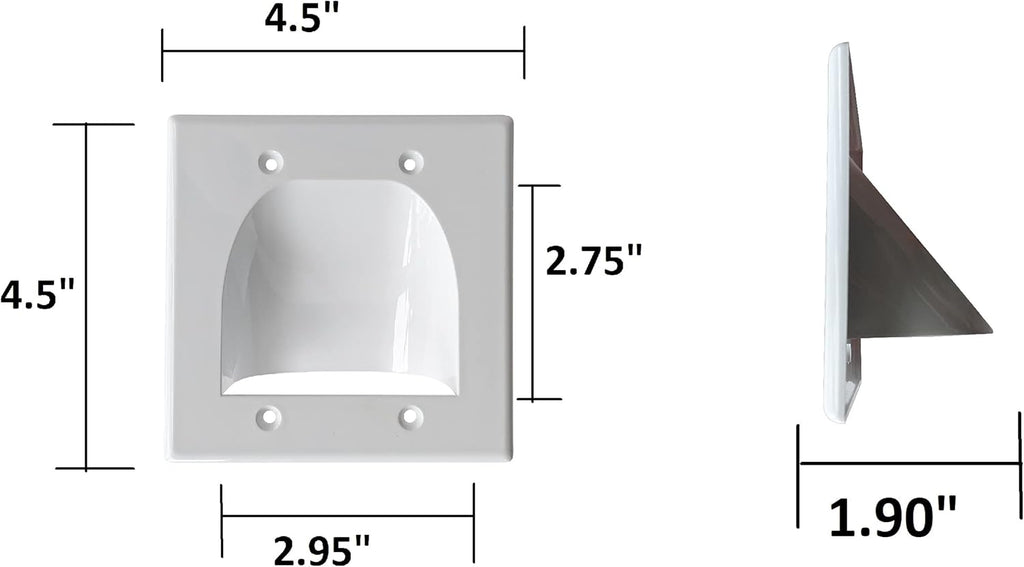 BestMounts - 6 Pack in Wall Cable Management TV Cord Hider for Wall Mounted TV - Recessed Wall Plates Cable Pass Through - Dual Gang Behind Wall Cable Management up to 8-10 Low Voltage Cords (White)
