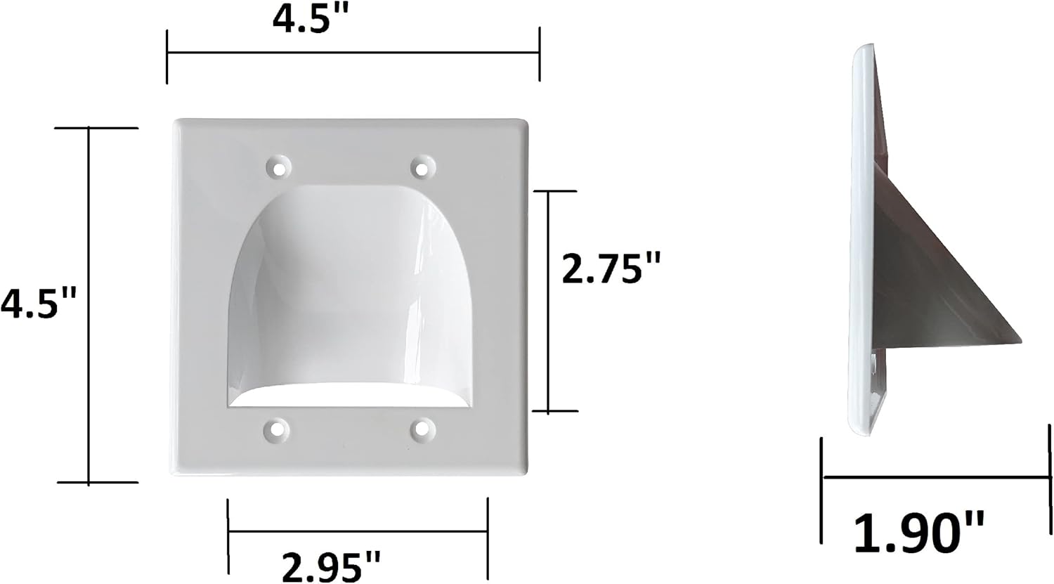 BestMounts - 6 Pack in Wall Cable Management TV Cord Hider for Wall Mounted TV - Recessed Wall Plates Cable Pass Through - Dual Gang Behind Wall Cable Management up to 8-10 Low Voltage Cords (White)