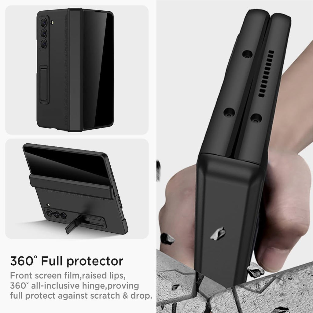 Miimall for Samsung Galaxy Z Fold 6 Case with Privacy Screen Protector, [Anti Spy] Built-in Adjustable Kickstand & Magnetic Hinge Protection Full-Body Protective Case for Galaxy Z Fold 6 5G Black