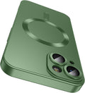 Magnetic for iPhone 15 Case [Compatible with MagSafe][Built-in Camera Lens Protector] Slim Soft Silicone Bumper Shockproof Metallic Shine Phone Case (Green)