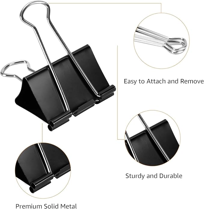 Amazon Basics Sturdy Binder Clips, Office Supplies, Medium 1.25 in, Document - Image 6