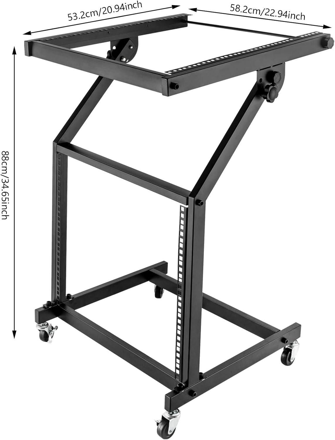 9U Professional DJ Stand Rack Mount DJ Mixer Stand Adjustable Stage Cart w/Wheel for Music Party Show Music Studios Performance Stages Concert Venues