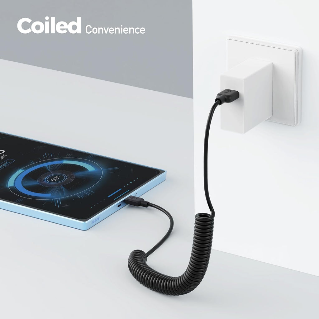 Cable Matters 2-Pack Coiled USB Cable (Coiled Micro USB to USB 2.0) 2-4 Feet