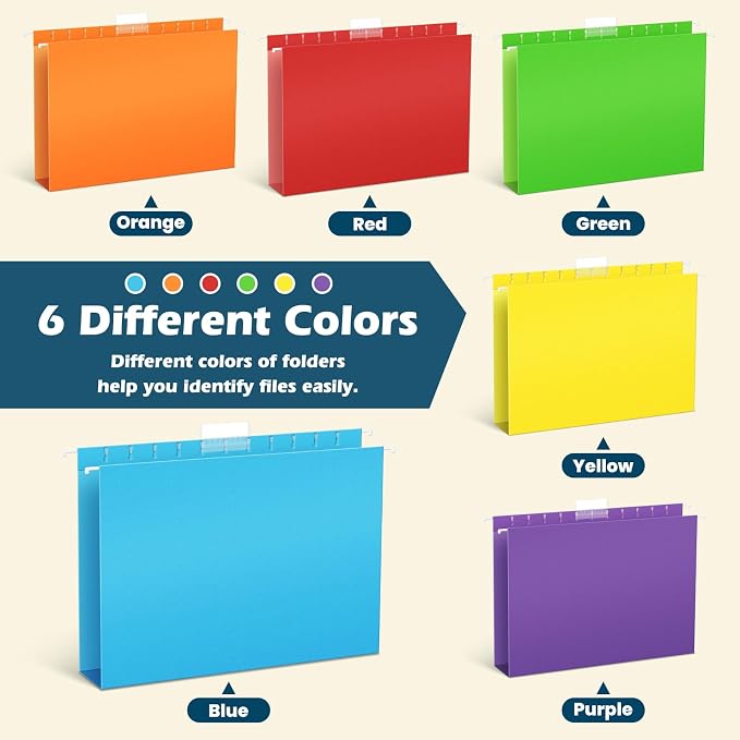 V-Opitos 48 Pack 1 Inch Expansion Hanging File Folders, Letter Size Hanging - Image 6