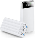 SABANI Portable Charger 35000mAh Power Bank - Portable Battery with 4 Built in Cables, 22.5W Fast Charging Battery Pack Compatible with iPhone 16 15 14 13 Samsung Android Phone etc (1 Pack, White)