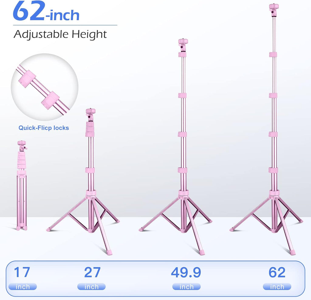 Sensyne 62" Phone Tripod & Selfie Stick, Extendable Cell Phone Tripod Stand with Wireless Remote and Phone Holder, Compatible with iPhone Android Phone, Camera