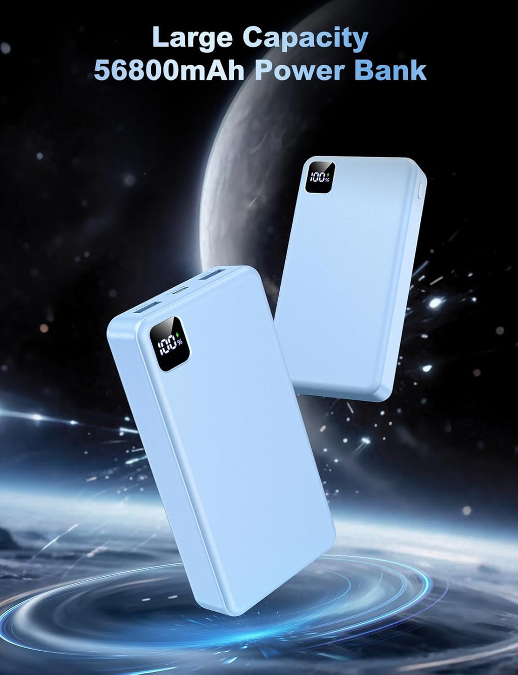 Portable Charger Power Bank 56800mAh Battery Pack-22.5W Fast Charging with USB C & LED Display, 3 Outputs High Capacity Portable Power Bank for iPhone 16/15/14/13 Series, Samsung, iPad etc