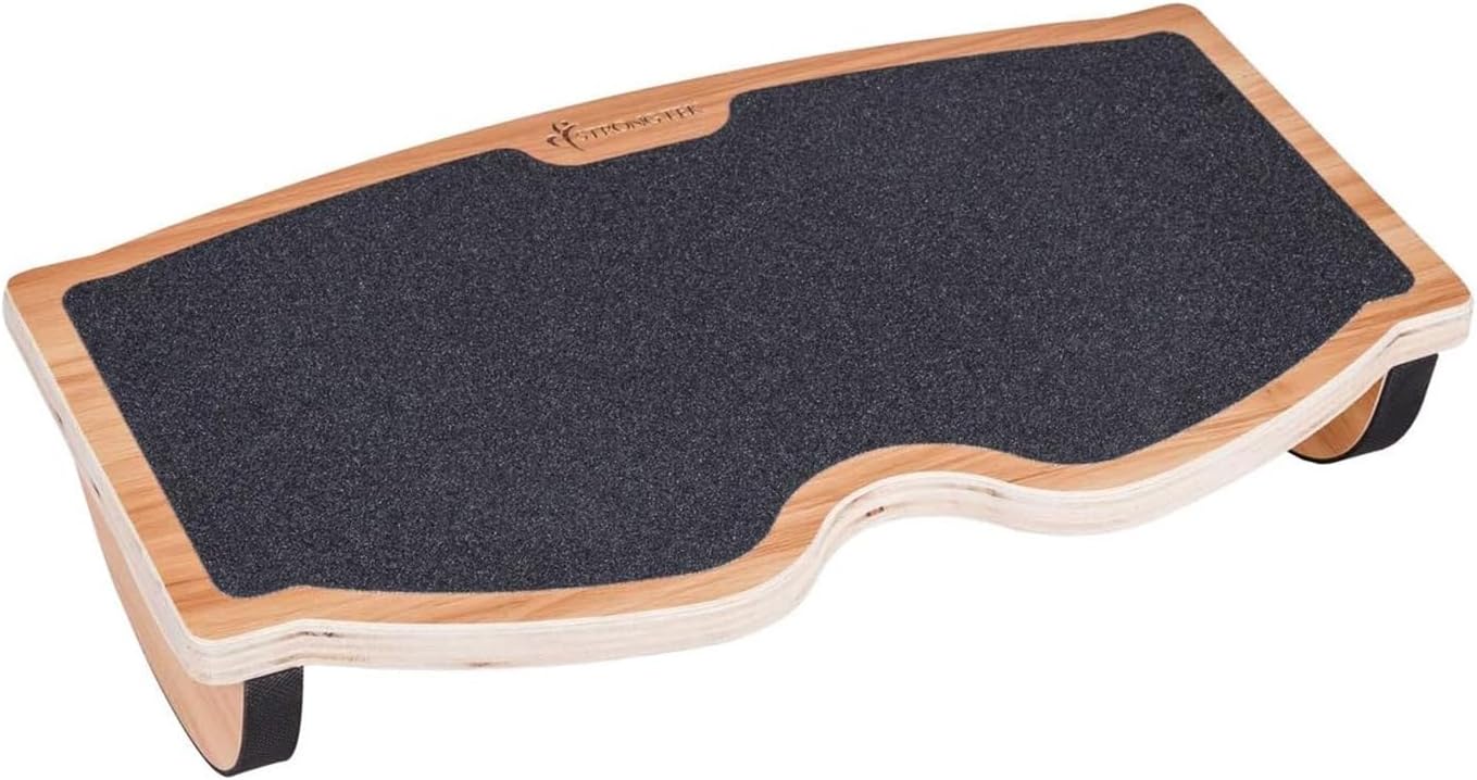 StrongTek Ergonomic Wood Foot Rest for Enhanced Circulation & Comfort, 350lbs Capacity, Rocker Balance Board for Standing Desks, Non-Slip, No Assembly, 18" Wide - Ideal for Office/Home