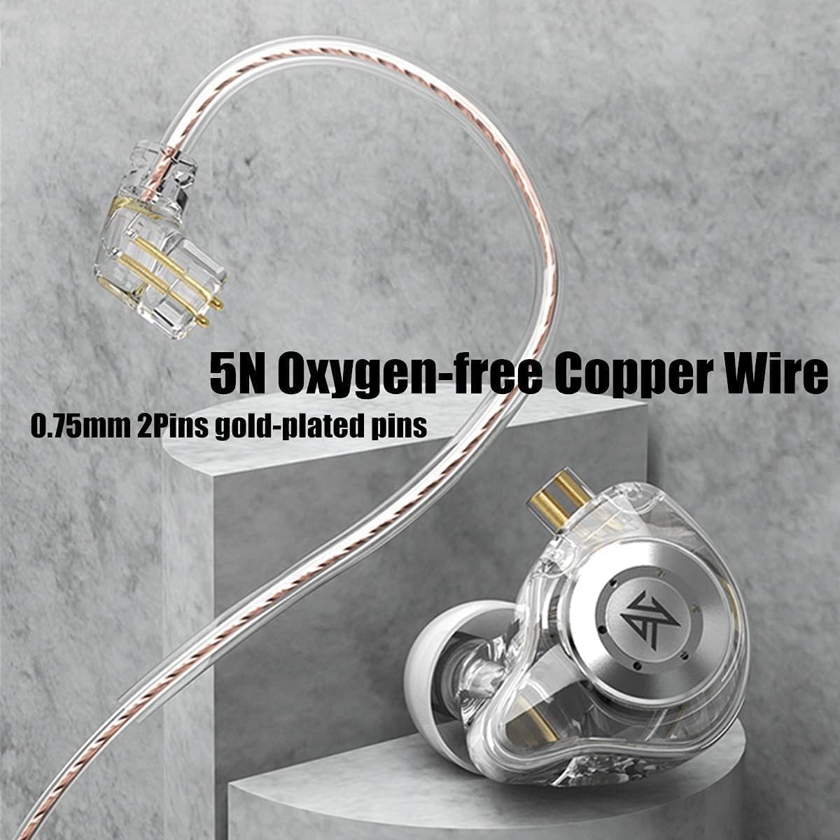 keephifi KZ EDX Pro in Ear Monitors KZ IEM Earphones with Microphone, Dual DD HiFi Stereo Sound Wired Earphones Noise Cancelling Earbuds (Cyan, with Mic)