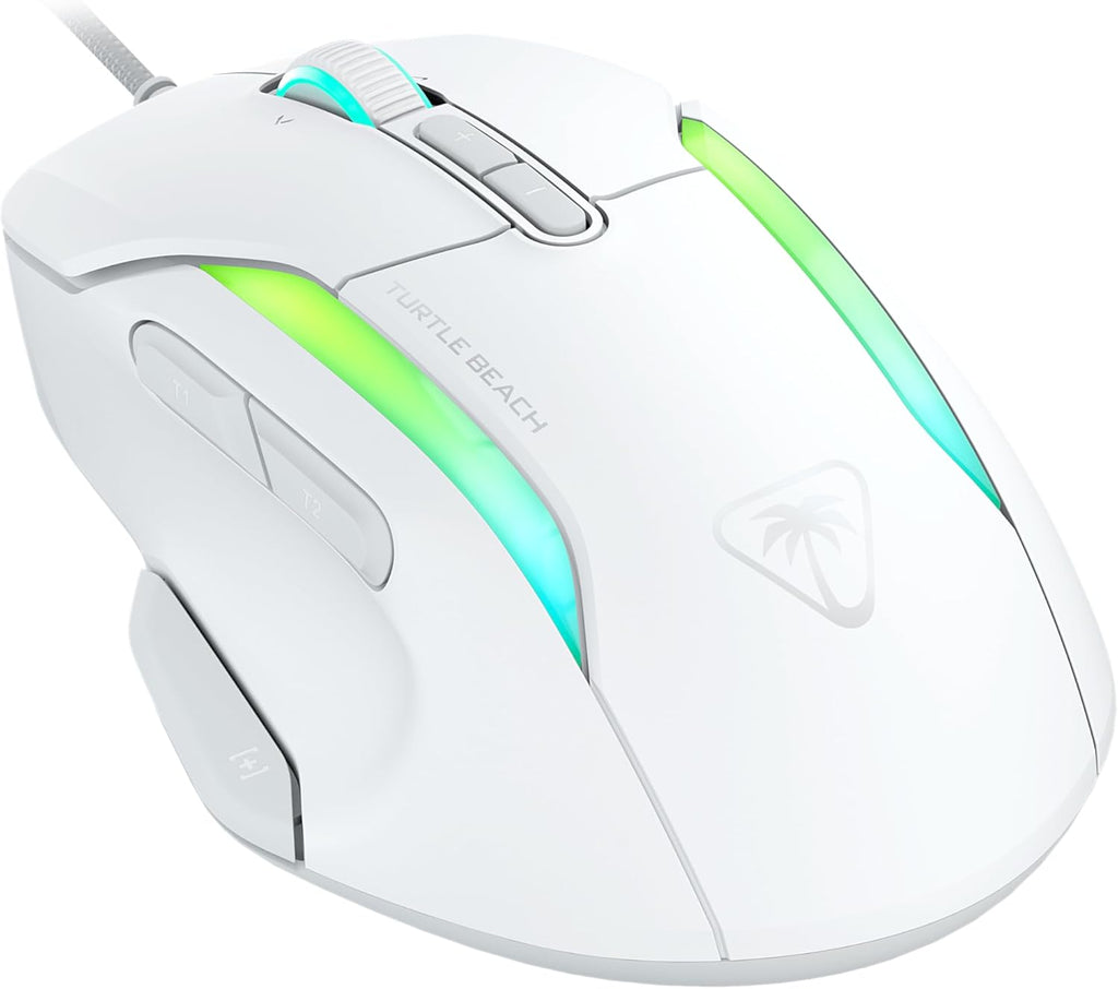 Turtle Beach Kone II – Wired Ergonomic RGB Gaming Mouse, 26K DPI Optical Sensor, 100M Click Life Optical Switches, 23 Customizable Inputs, 4D Scroll Wheel, Pure PTFE Glides - Arctic White