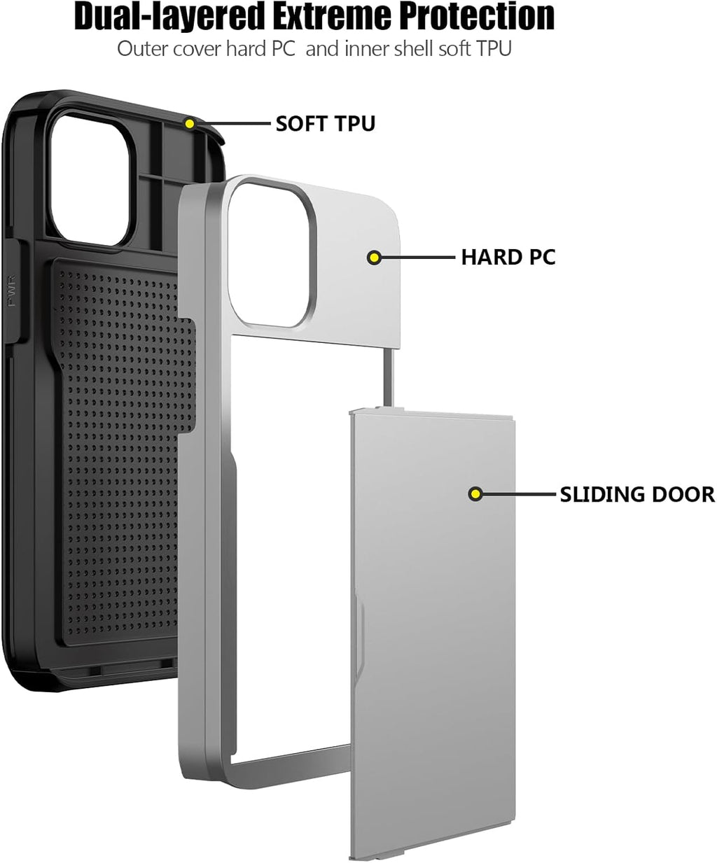 Nvollnoe for iPhone 12 Mini Case with Card Holder Heavy Duty Protective Dual Layer Shockproof Hidden Card Slot Slim Wallet Case for iPhone 12 Mini for Men&Women(Silver)