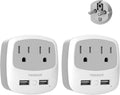 TESSAN Germany France Power Adapter, Schuko Type E/F Plug Adaptor with 2 USB Ports 2 AC Outlets, US to Europe German Frence Spain Iceland Russia Greece Korea Electrical Charger(2 Pack)