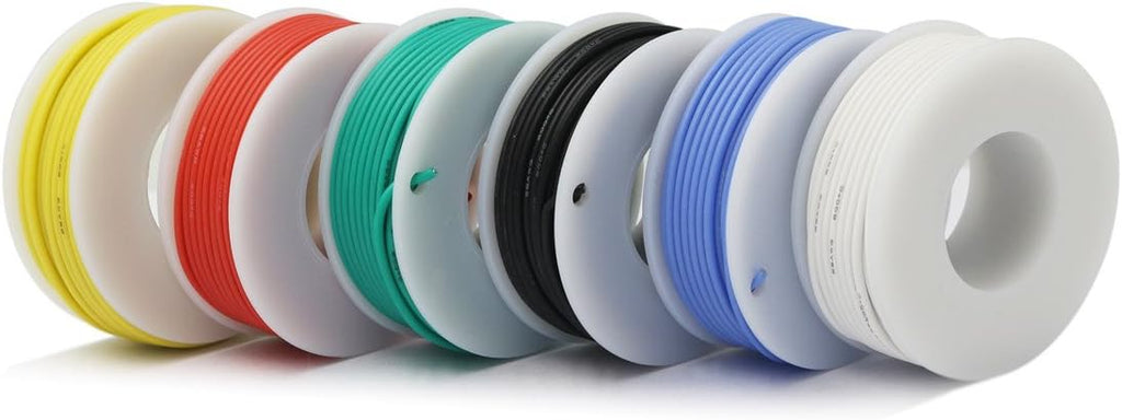 CBAZY™ Hook up Wire Kit (Stranded Wire Kit) 26 Gauge Flexible Silicone Rubber Electric Wire 6 Colors 32.8 feet Each 26 AWG