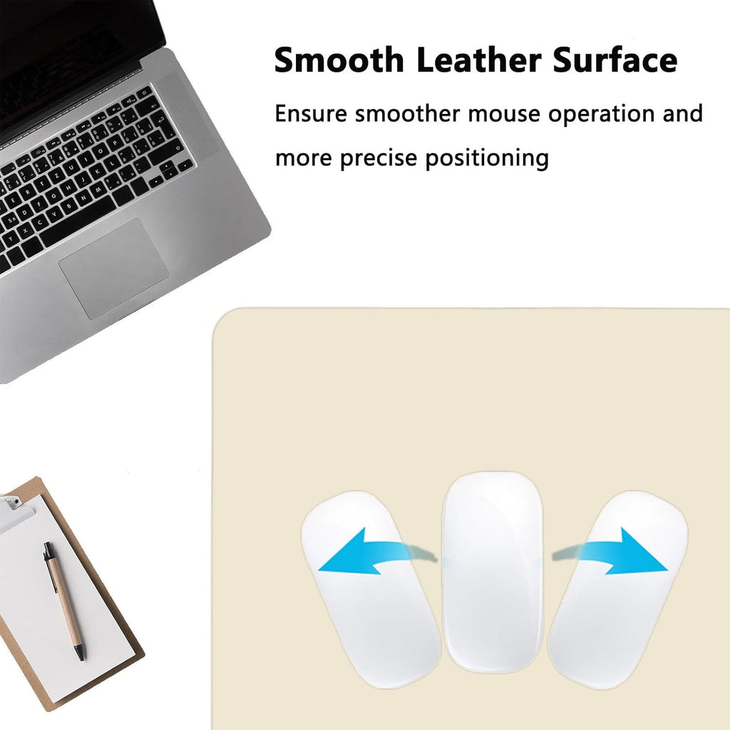 PU Leather Desk Pad Protector Gaming Mouse Pad Non Slip Desk Mat for Keyboard and Mouse Waterproof Desk Writing Pad for Office and Home Desk Accessories(Beige, 35.4 * 17.7)