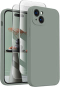 FireNova Designed for iPhone 15 Plus Case, Silicone [Camera Protection] Case with [2 Screen Protectors], Soft Anti-Scratch Microfiber Lining Inside, 6.7 inch, Calke Green