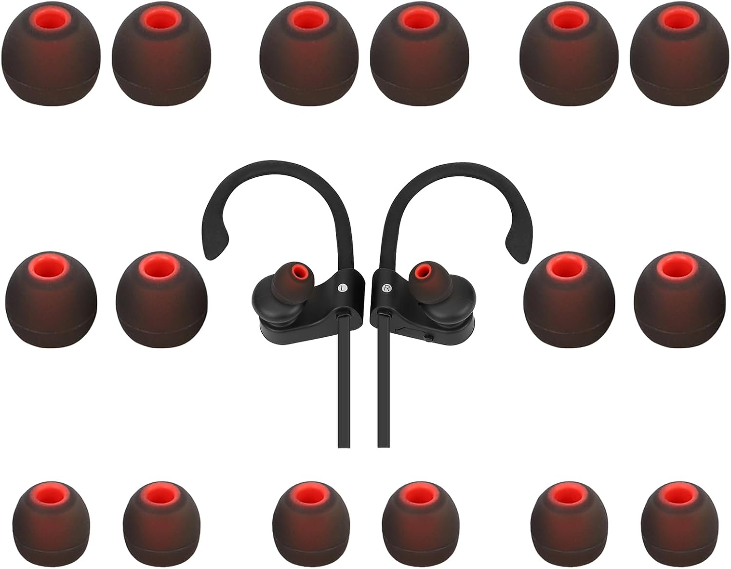 Silicone Earbud Tips Earbud Replacement Tips Eartips Fit Most in-Ear Earbuds(Inner Hole 3.8mm -5.1mm) Headphone Ear Tips Ear Bud Covers 9 Pairs S M L