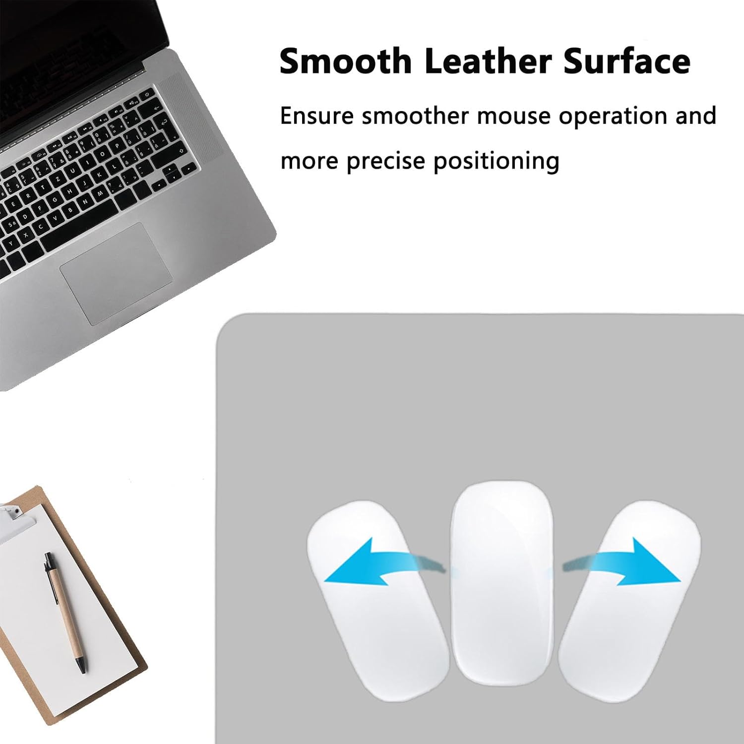 PU Leather Desk Pad Protector Gaming Mouse Pad Non Slip Desk Mat for Keyboard and Mouse Waterproof Desk Writing Pad for Office and Home Desk Accessories(Gray, 47.2 * 17.7)