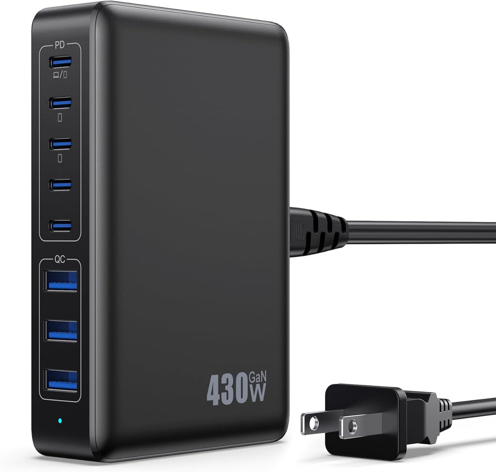 USB C Charger 430W USB C Charger Block 8-Ports GaN IV Fast Charging Station,PD 100W Laptop Charging Hub Wall Adapter Compatible with MacBook/Air,DELL,Steam Desk,iPhone 16/15/14,Galaxy S24 etc