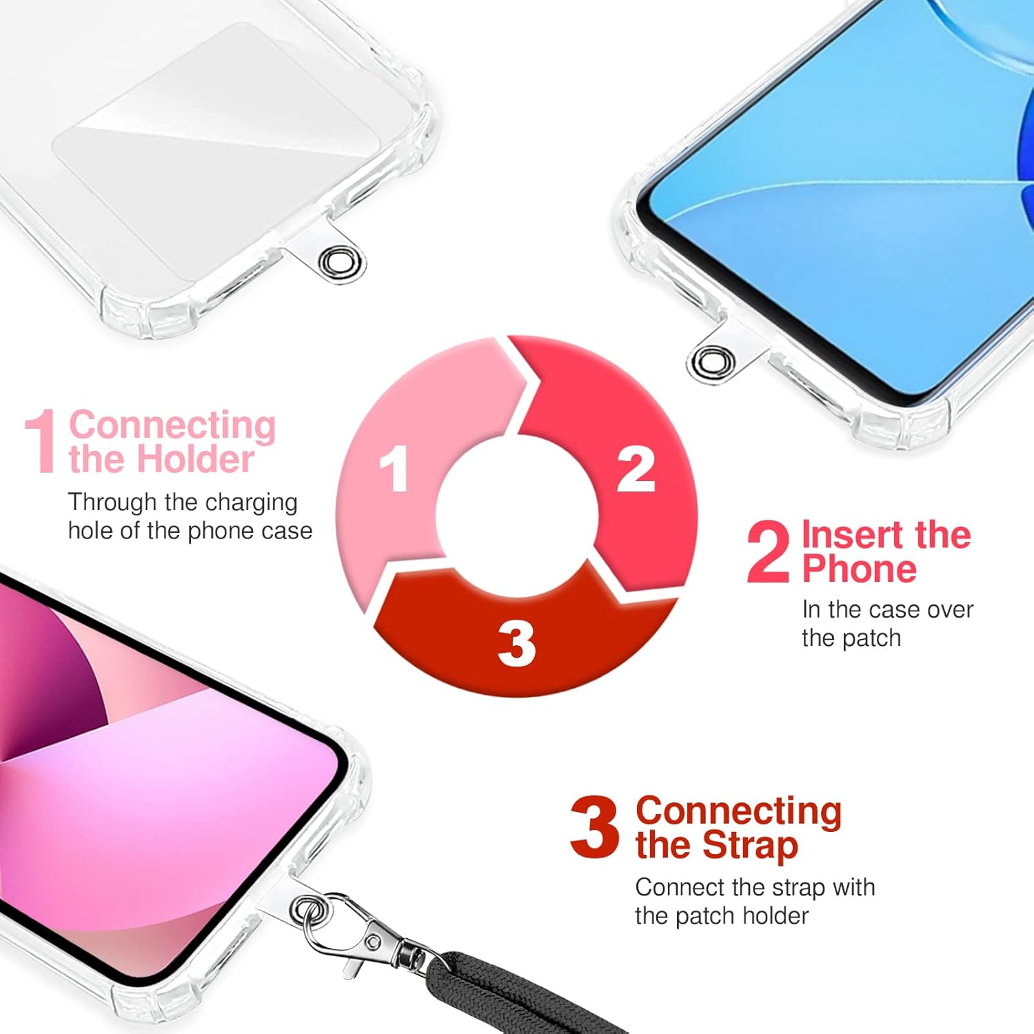 Cell Phone Lanyard [Violet] - Comfortable Universal Smartphone Lanyard - Easy to Use Neck Phone Holder [Clear Patch] - Adjustable Length Phone Strap Crossbody - Fits All Mobile Phones