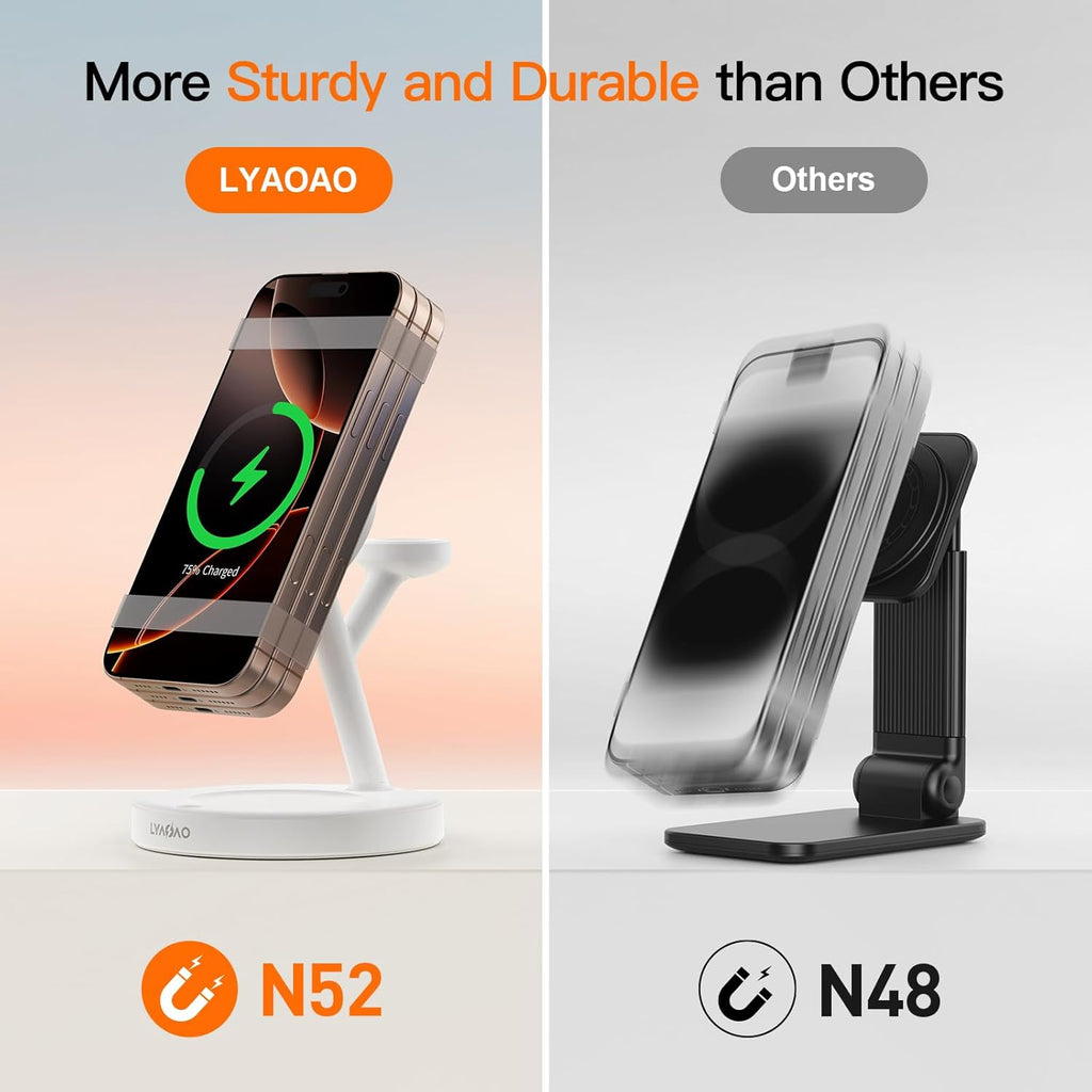 2025 3 in 1 Charging Station for Apple iPhone AirPods Watch with Mag-Safe Charger Wireless Charger Stand for iPhone 16 15 14 13 12 Series AirPods iWatch Series - Gifts for Wife & Husband