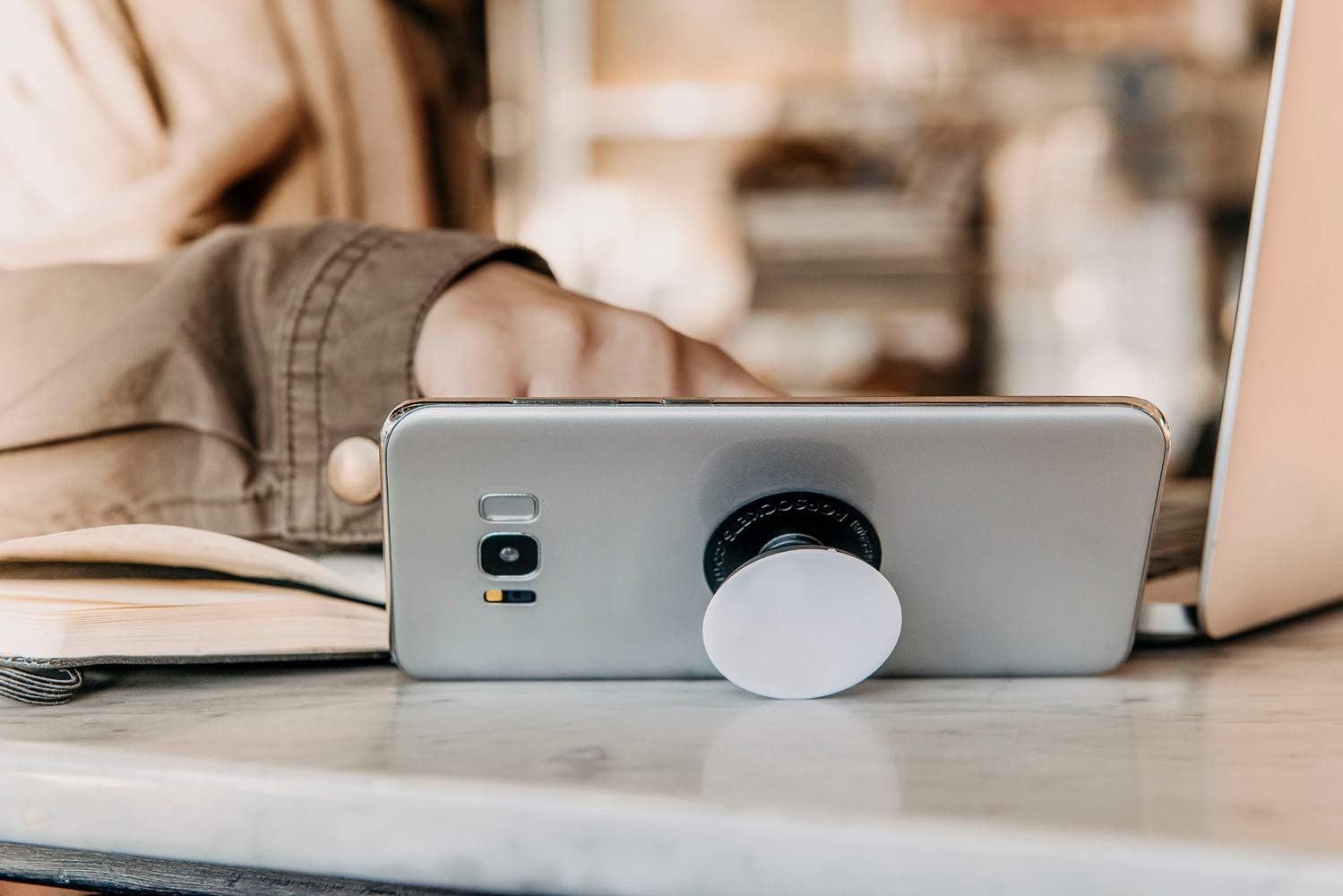 PopSockets Plant-Based Phone Grip with Expanding Kickstand, Adhesive Grip, Eco-Friendly - Black Leopard