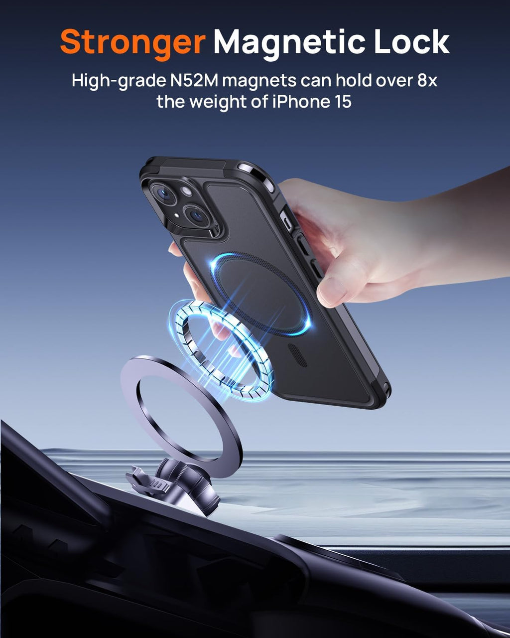 Lanhiem Magnetic for iPhone 15 Case with Privacy Screen Protector, 10 FT Military Grade Shockproof Heavy Duty Case Protective Phone Cover Compatible with MagSafe for iPhone 15 (Black)