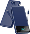 Portable Charger for iPhone with Built in Cables and Wall Plug,Upgraded 13800mAh Fast Charging USB C Power Bank,4 Outputs Travel Essential Battery Pack Compatible with iPhone 15/14/13/12,Samsung-Blue