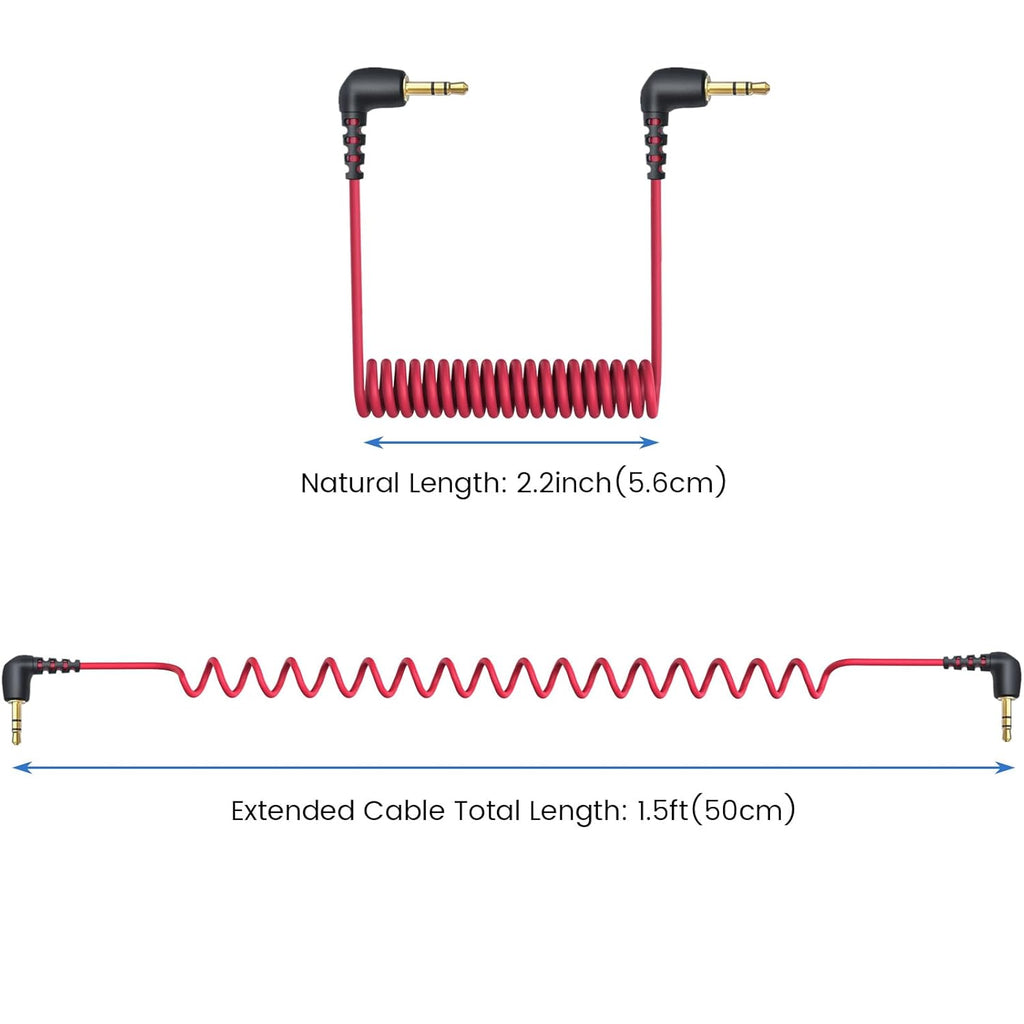 2-Pack 3.5mm Microphone Cable Compatible with Rode Wireless Pro / Wireless Go 2 / DJI Mic 2 and Hollyland Lark M1 M2 150 Max Duo, Coiled Dual 3.5mm TRS Patch Cable Audio Mic Cord for DSLR Cameras