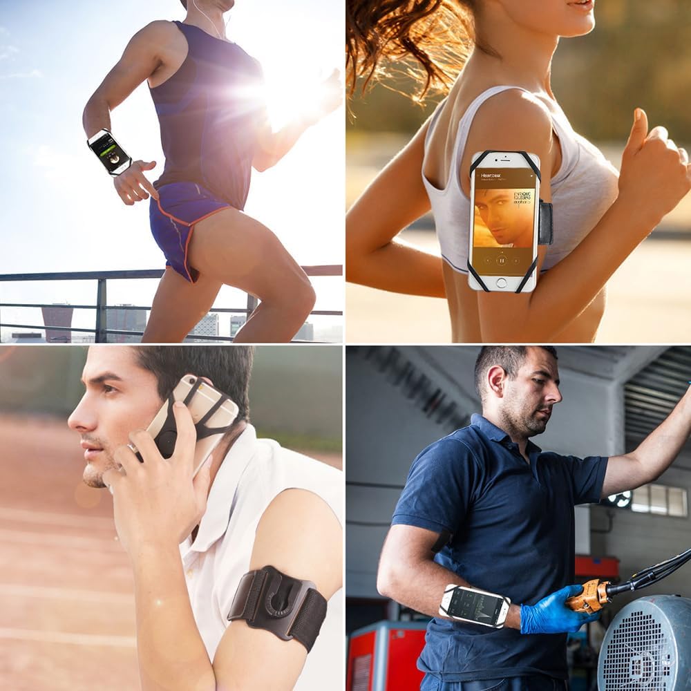 Running Armband Phone Holder, Arm&Wrist Phone Holder with 2 Different Lengths Strap Fit for Men Women Keep Your Phone Secure, Separable 360°Adjustable Phone Armband for Workout Running Jogging