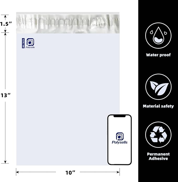 POLYSELLS 100 pcs 14.5x19 Inches White x Silver Poly Mailers Shipping Envelopes - Image 4