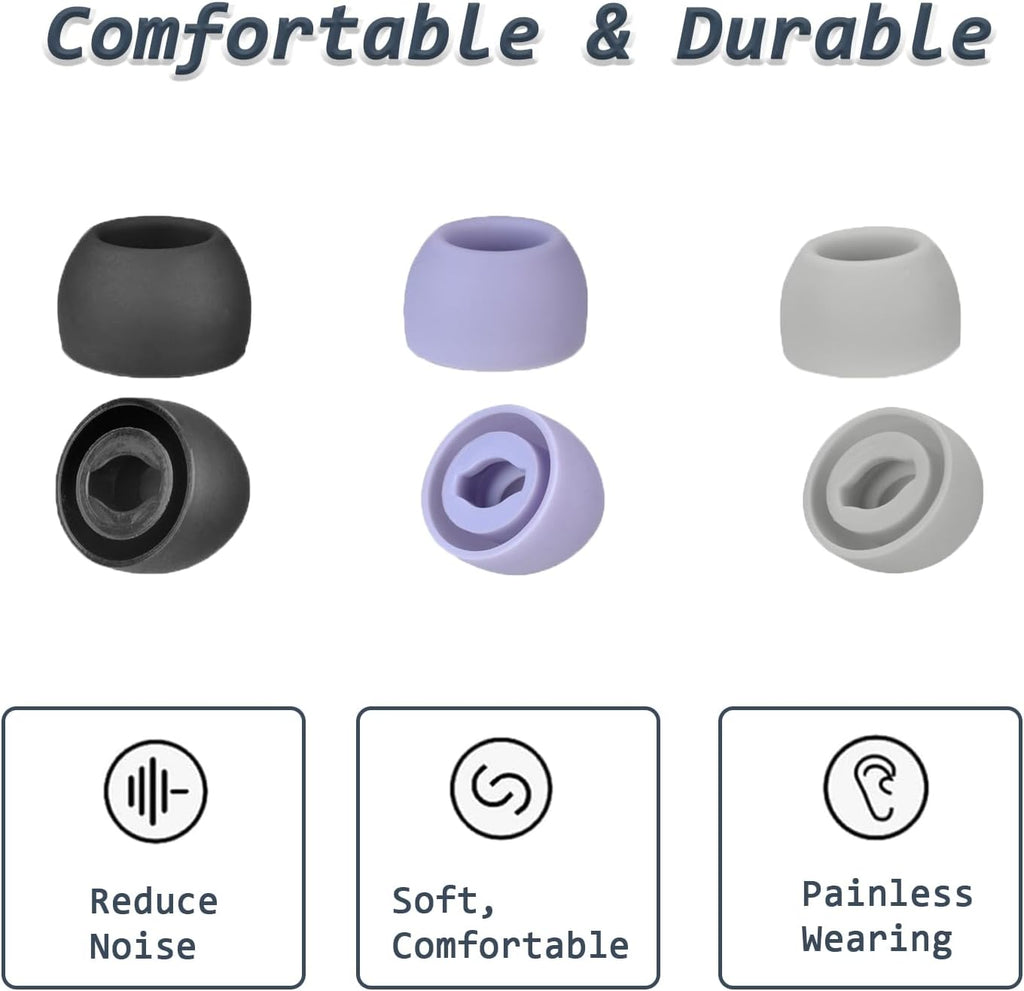 6 Pairs Replacement Eartips for Samsung Galaxy Buds Pro Headphones, Silicone Tips Earbuds Eartips Set, L/M/S Earplug Replacement Accessories (Silver, Without Pen)