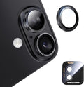 MAGIC JOHN for iPhone 16Plus/16 Camera Lens Protector [Alignment Kit&1:1 Invisible Perfect Fit] 9H Aerospace Tempered Glass Anti-Scratch Durable, Individual Cover Ring, Case Friendly, Set of 2, Black