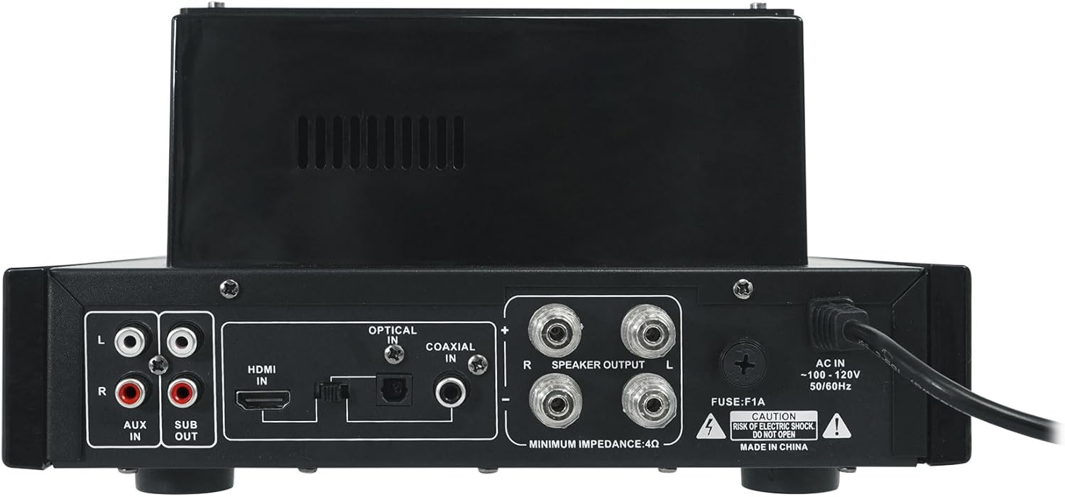Rockville BluTube LED 70W Tube Amplifier Home Theater Stereo Receiver with Bluetooth, HDMI & Optical, Black with Blue Lights - Perfect for Audiophile Music, Home Theater & Gaming