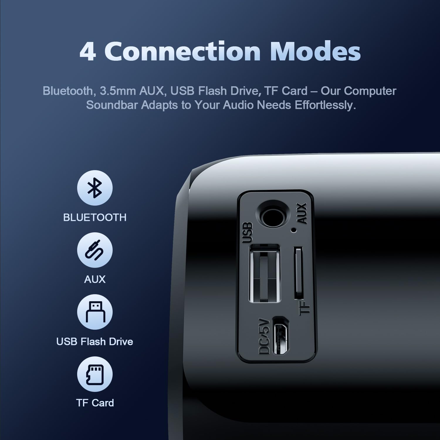 Computer Speakers for Desktop PC, HiFi Stereo Poratble 5.3 Bluetooth Computer Speakers, Computer Sound bar, 3.5mm Aux-in Pc Soundbar with Deep Impactful Bass, Gaming Speakers for PC,Laptop,Tablet