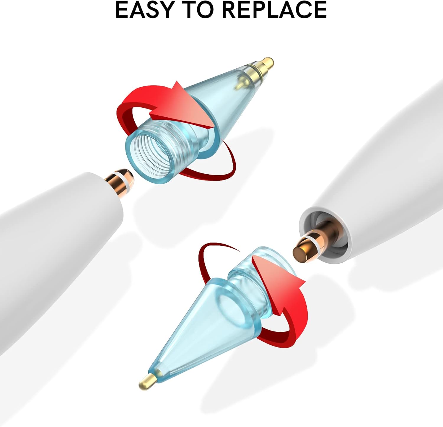 Delidigi 3 Pack Replacement Tips Compatible with Apple Pencil Pro/2nd Generation/1st Gen/USB C, Wear-Resistant iPencil Nibs Accessories Fine Point Precise Control Pen Like Tips