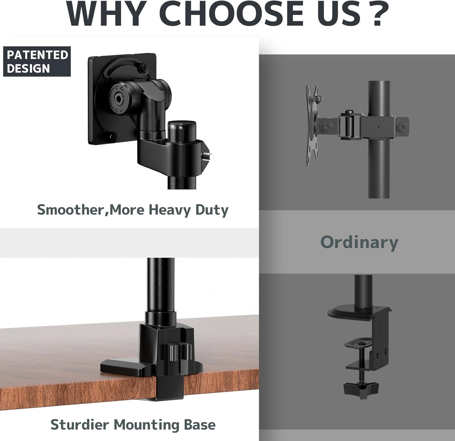 Monitor-Arm Ultrawide Heavy Duty 24-57'' - Aluminum Single Monitor Mount Holds up to 59.4lbs, Adjustable Desk Mount Stand, VESA75/100/200mm, Black