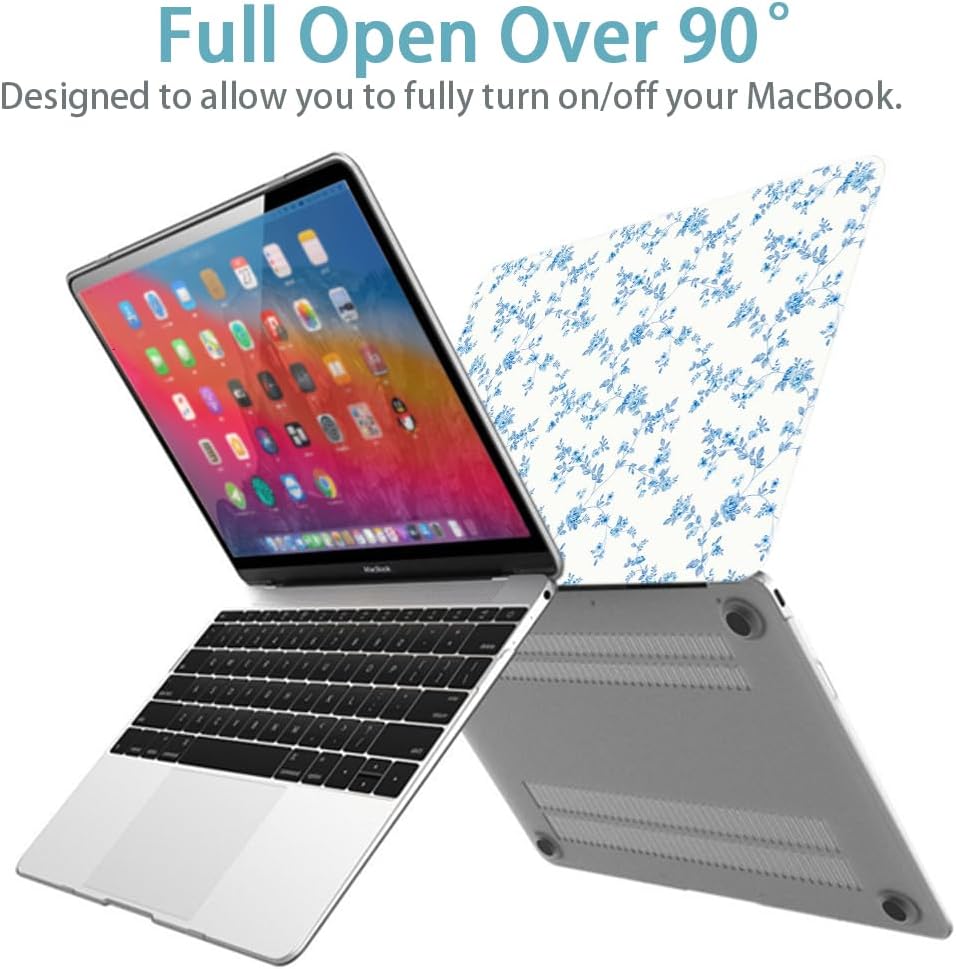 LanBaiLan Compatible for MacBook Pro 13‘’ with Touch Bar 2022 2021 2020 2019 2018 2017 2016 Release M1 M2 A2338 A2289 A2251 A2159 A1989 A1706 A1708 Protective Case & Keyboard Cover, Engraved Floral