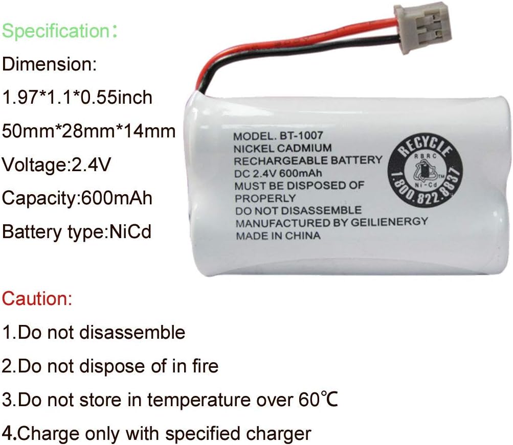 GEILIENERGY BT-1007 Cordless Phone Battery Compatible with Uniden BT1007 BT904 BT-904 BT1015 BT-1015 BBTY0651101 BBTY0460001 BBTY0510001 BBTY0624001 BBTY0700001 HHR-P506 HHR-P506A(3-Pack)