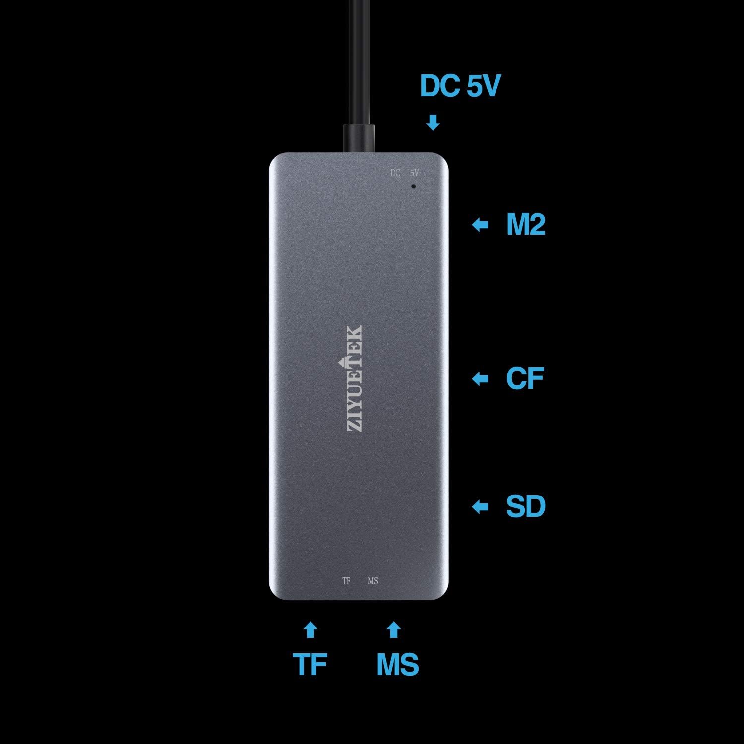 USB C SD Card Reader,5- in-1 Aluminum Thunderbolt 3 Memory Card Reader for CF, SD/SDHC,TF/Micro SD/MS/M2,CompactFlash Card for iPhone 15/16/Pro Max Android Windows MacBook