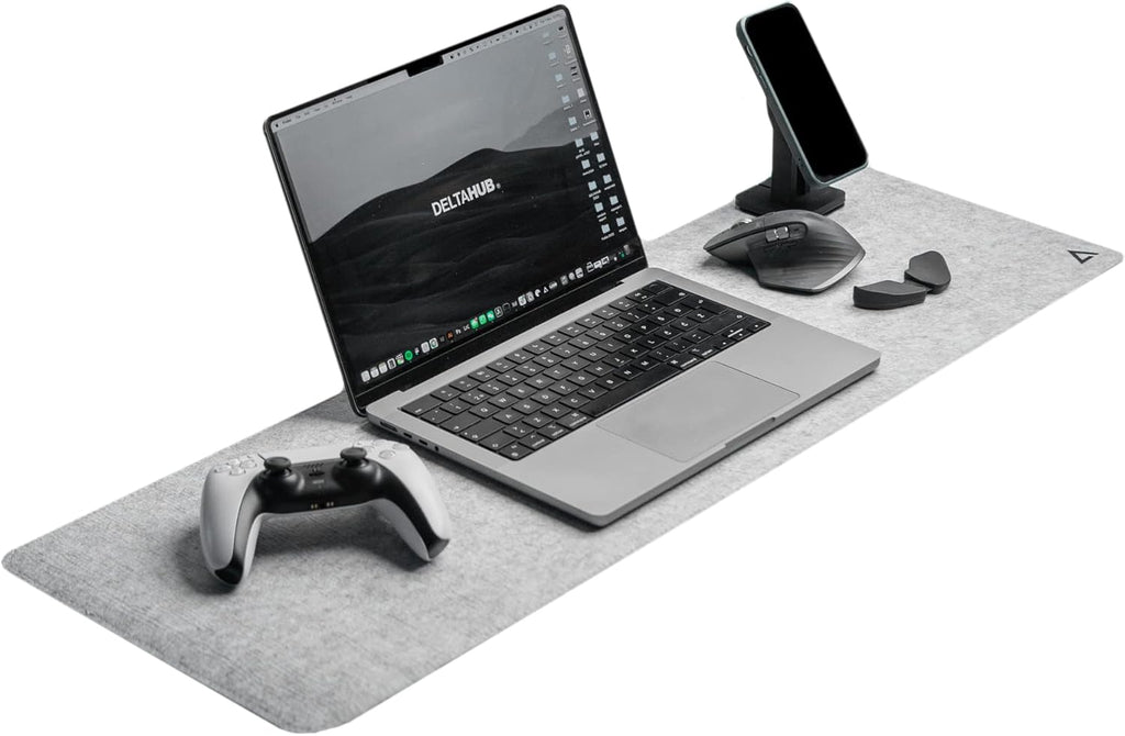 DELTAHUB - Minimalistic Felt Desk Protective Pad, Anti-Fray, Anti-Slip, Easy to Clean, Easy Glide, Long Lasting, Sleek Design, Comfortable, Resistant, Desk Mat, PC, Mac, Laptop - Medium (12x35inch)