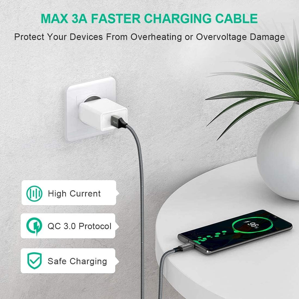 Long USB C Cable [12ft, 2-Pack], etguuds Fast Charging USB A to Type C Charger Cable Braided for Samsung Galaxy S22 S21 S20 Ultra 5G S10 S10E S9 Note 20 10 9, A10e A20 A33 A32 A50 A70, LG, Moto, Pixel