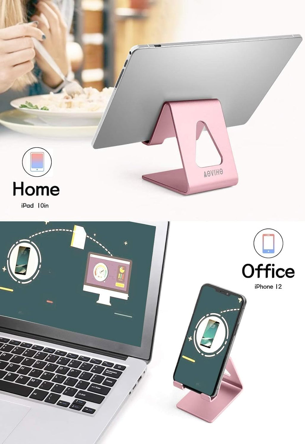 Desk Cell Phone Stand, Phone Holder, Desktop Phone Cradle Dock for iPhone 14 13 12 pro 11 X Xs max 8 7 6 6s Plus SE 5 5S Samsung All Smart Phones,Pink