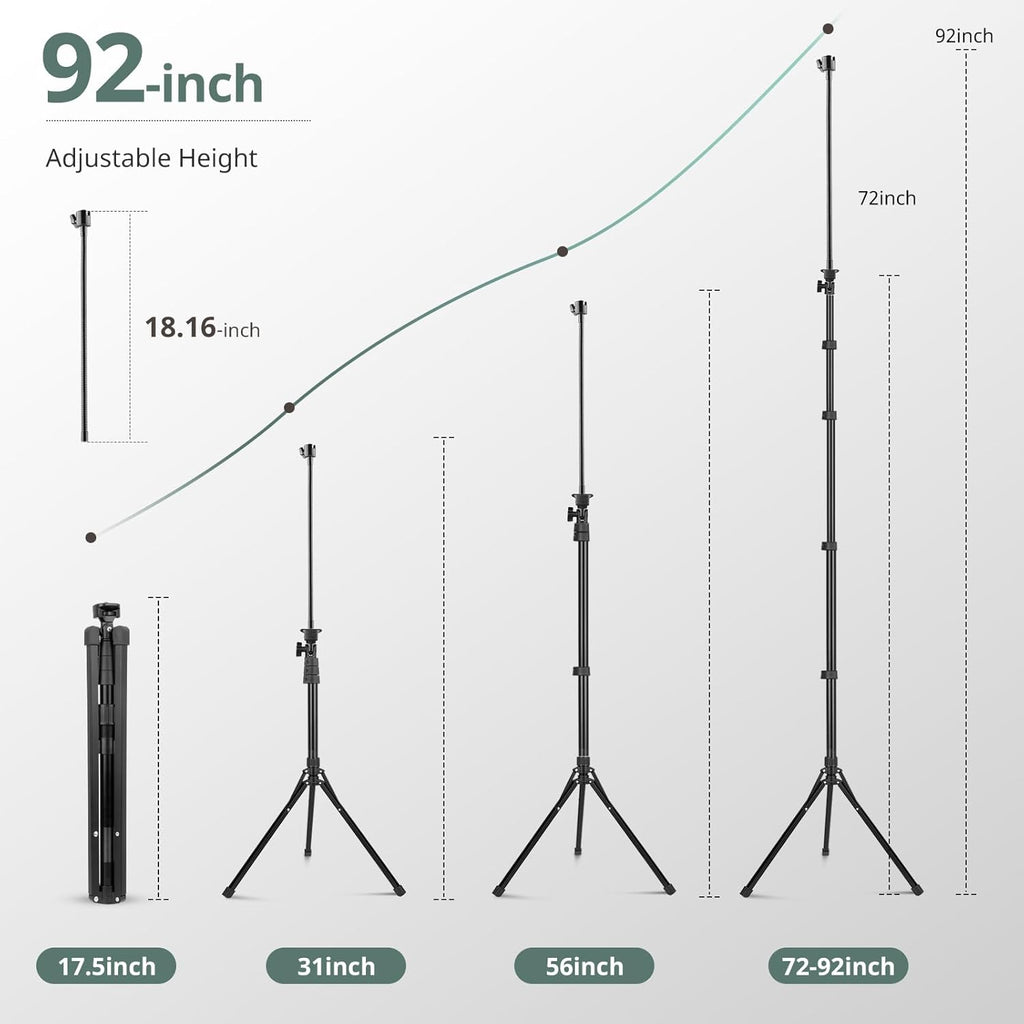 Sensyne 92" Cell Phone Tripod, Selfie Stick Tripod with 16.5" Flexible Gooseneck, Overhead Phone Stand for Video Recording, Photography, Compatible with Phone, Camera