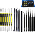 17 in 1 Electronics Repair Tools Opening Pry Tool Kit with Dual Ends Metal Spudgers, Black Tweezers Set Replacement for iPad Tablets Laptop Electronics Device Mobile Phone