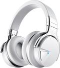 Silensys E7 Active Noise Cancelling Headphones Bluetooth Headphones with Microphone Deep Bass Wireless Headphones Over Ear, Comfortable Protein Earpads, 30 Hours Playtime for Travel/Work, White