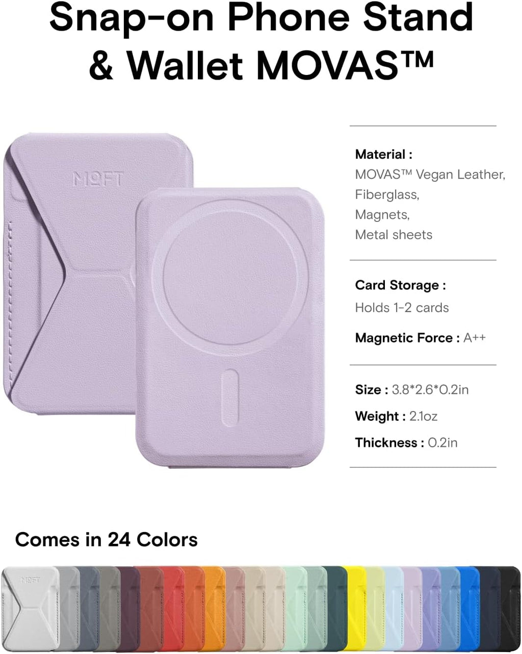 MOFT Magnetic Wallet Stand Compatible with iPhone 16/15/14/13/12 Series, Angle Adjustment & Magsafe Compatible MOVAS Phone Stand, Peony