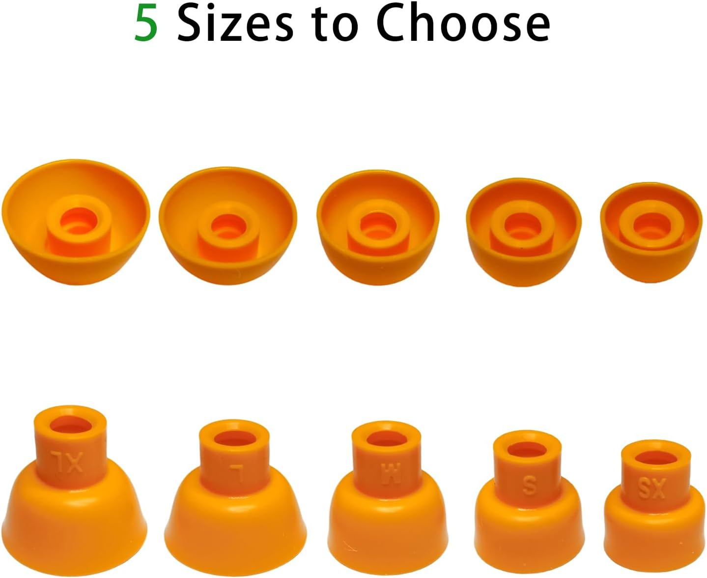 Silicone Earbuds Tips for Powerbeats Pro2 Replacement Ear Tips 10 Pairs XL/L/M/S/XS - Compatible with Beats Studio Buds/Beats Fit Pro/Solo Buds, Orange