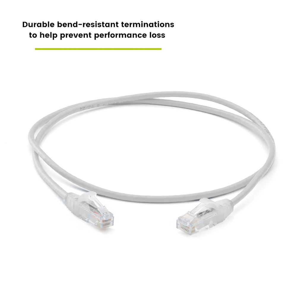 TRUECABLE Cat6 Component Rated Patch Cable, Unshielded (U/UTP), 2ft, White, 28AWG Solid Copper, Snagless 10G High-Speed Ethernet Cable, PoE++ 4PPoE 100W, UL Listed, RoHS-3, 1 Pack