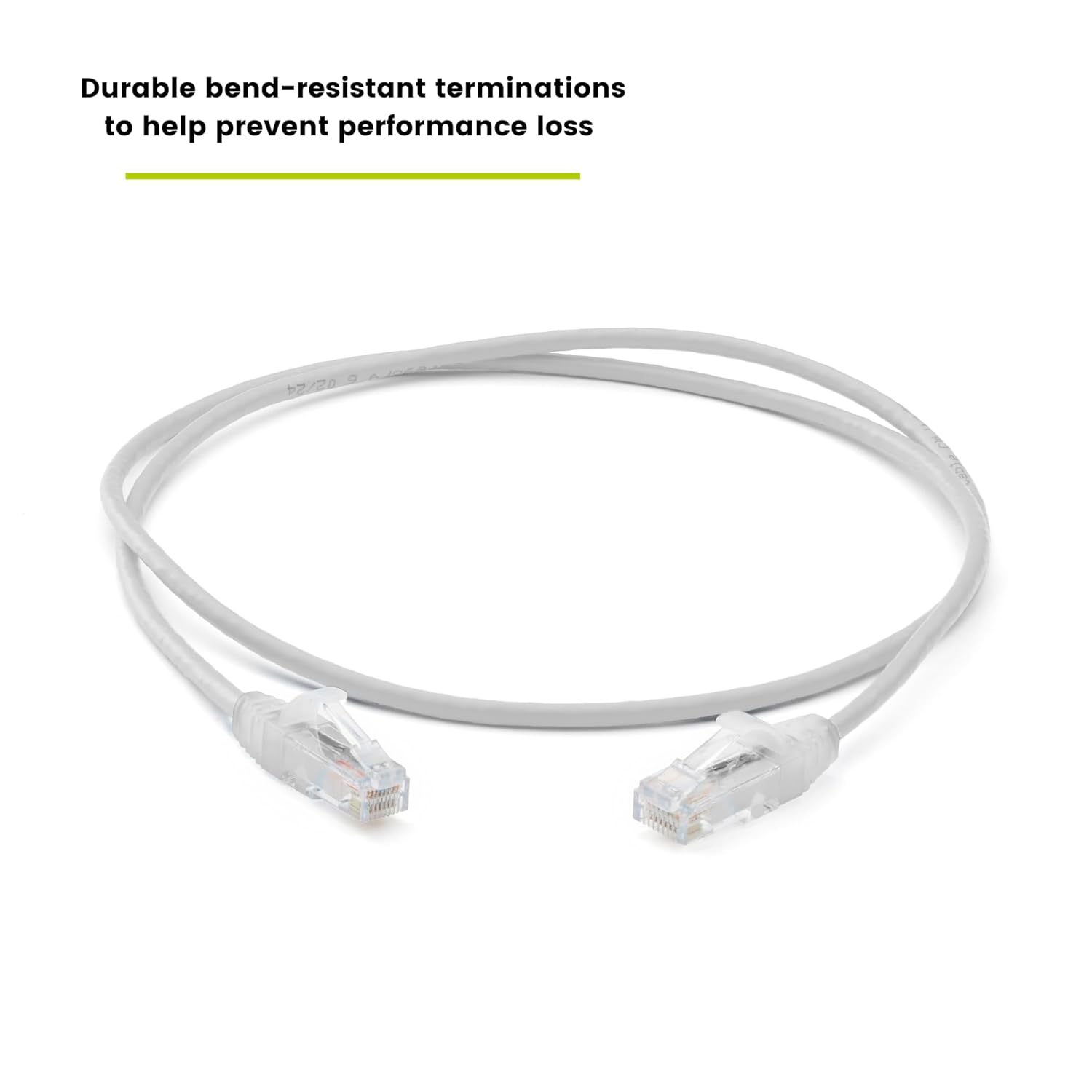 TRUECABLE Cat6 Component Rated Patch Cable, Unshielded (U/UTP), 2ft, White, 28AWG Solid Copper, Snagless 10G High-Speed Ethernet Cable, PoE++ 4PPoE 100W, UL Listed, RoHS-3, 1 Pack